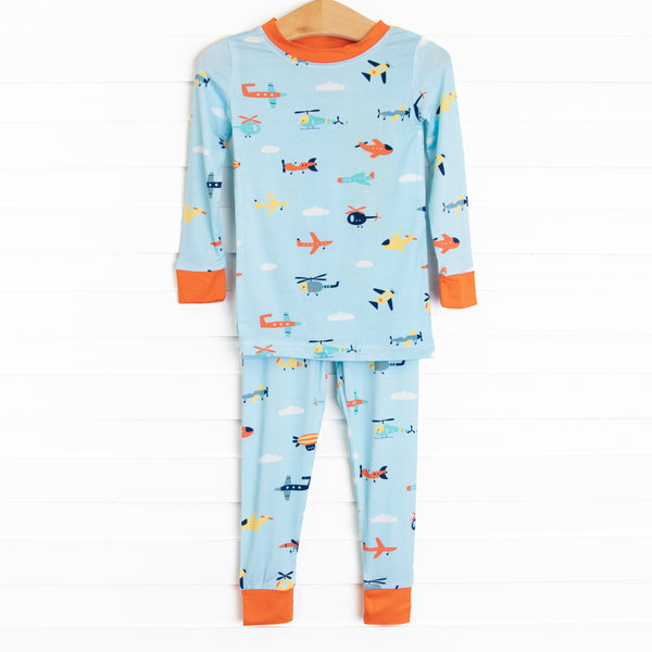Against the Wind Bamboo Pajama Set, Blue