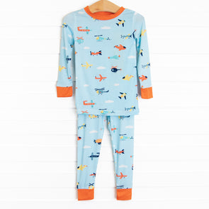 Against the Wind Bamboo Pajama Set, Blue