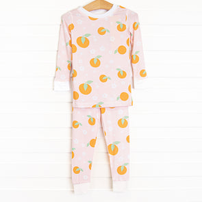 Tangerine Blossoms Bamboo Pajama Set, Pink