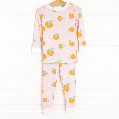 Tangerine Blossoms Bamboo Pajama Set, Pink