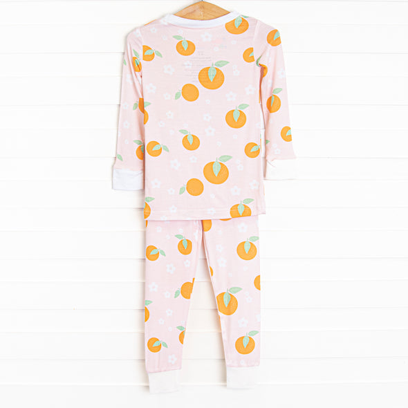 Tangerine Blossoms Bamboo Pajama Set, Pink