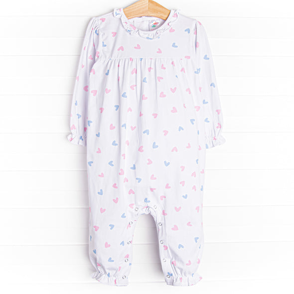 Handful of Hearts Ruffle Romper, White