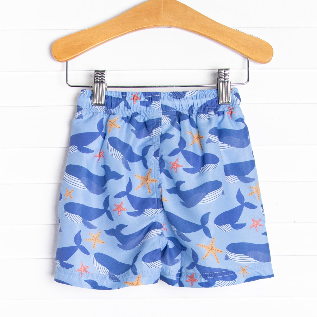 Swim Shady Swim Trunks, Blue Stitchy Fish