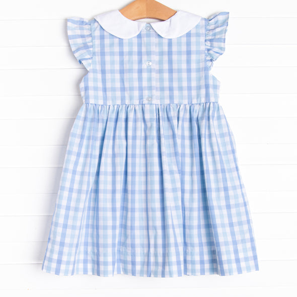 Day at the Zoo Smocked Dress, Blue Plaid