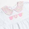 Tiffany Teacup Applique Ruffle Pant Set, Pink