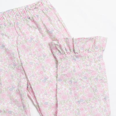 Tiffany Teacup Applique Ruffle Pant Set, Pink
