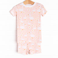 Swan Lake Snuggles Bamboo Pajama Short Set, Peach