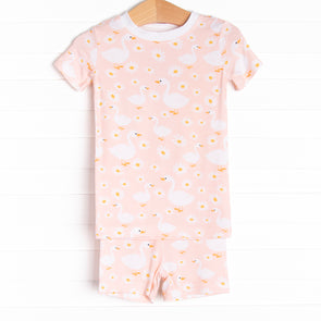 Swan Lake Snuggles Bamboo Pajama Short Set, Peach