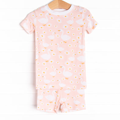 Swan Lake Snuggles Bamboo Pajama Short Set, Peach