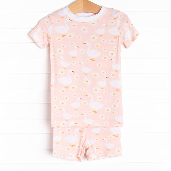 Swan Lake Snuggles Bamboo Pajama Short Set, Peach