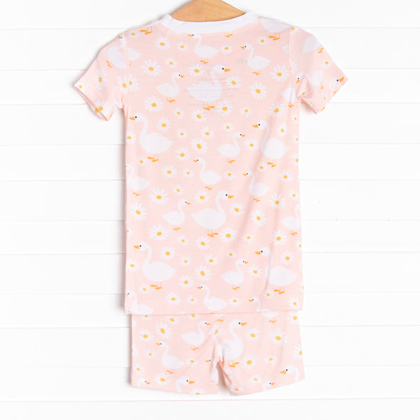 Swan Lake Snuggles Bamboo Pajama Short Set, Peach