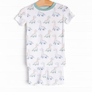 Dozing Dino Bamboo Pajama Short Set, Green