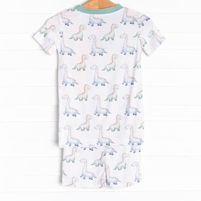Dozing Dino Bamboo Pajama Short Set, Green