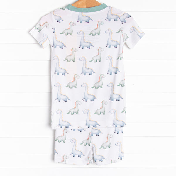 Dozing Dino Bamboo Pajama Short Set, Green