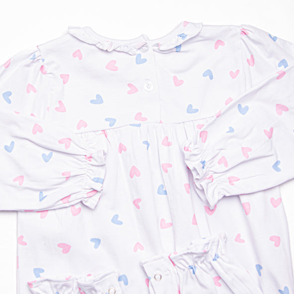 Handful of Hearts Ruffle Romper, White
