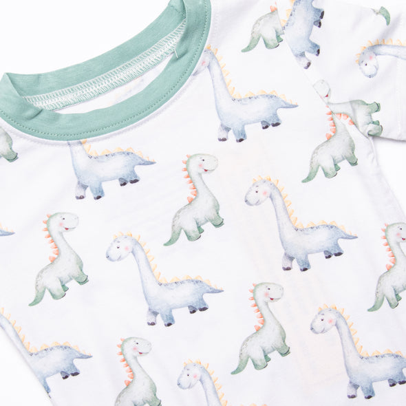 Dozing Dino Bamboo Pajama Short Set, Green