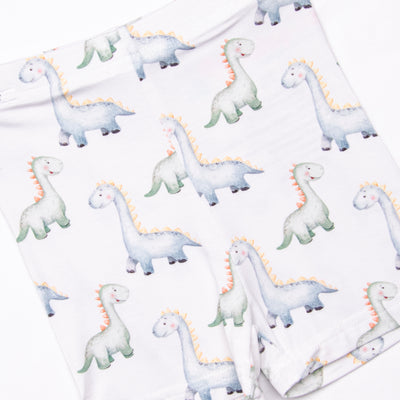 Dozing Dino Bamboo Pajama Short Set, Green
