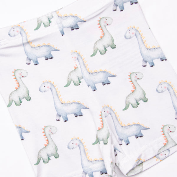 Dozing Dino Bamboo Pajama Short Set, Green