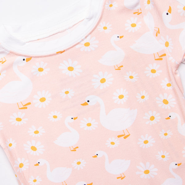 Swan Lake Snuggles Bamboo Pajama Short Set, Peach