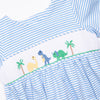 Prehistoric Playtime Smocked Bubble, Blue