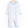 Breezy Botanical Ruffle Romper, Blue