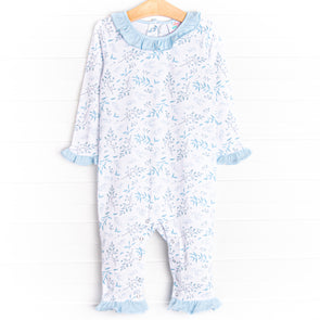 Breezy Botanical Ruffle Romper, Blue