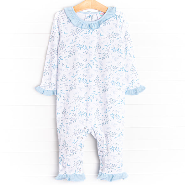 Breezy Botanical Ruffle Romper, Blue