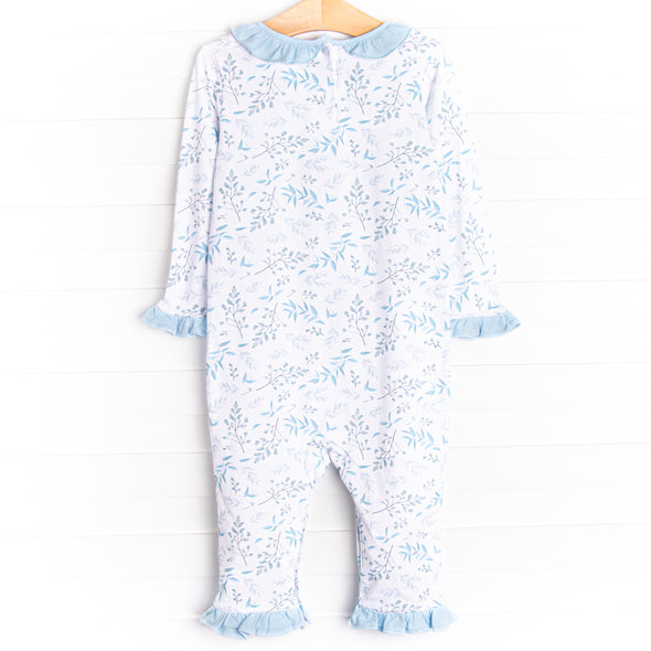Breezy Botanical Ruffle Romper, Blue