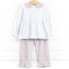 Tiffany Teacup Applique Ruffle Pant Set, Pink