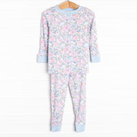 Pink Magnolia Bamboo Pajama Set, Blue