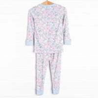 Pink Magnolia Bamboo Pajama Set, Blue