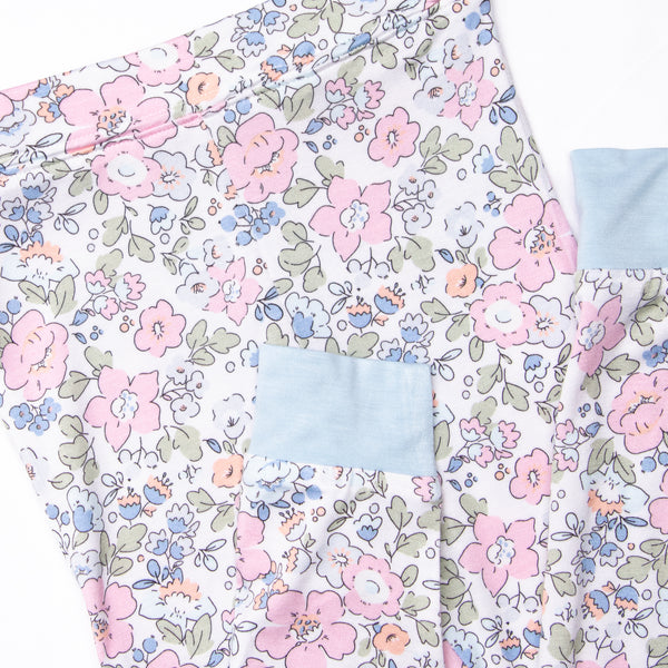 Pink Magnolia Bamboo Pajama Set, Blue