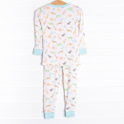Day at the Zoo Bamboo Pajama Set, Blue
