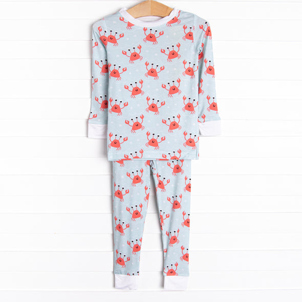 Sand Crab Sleeper Bamboo Pajama Set, Blue