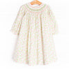 Sky Full of Flowers Smocked Bishop Dress, Pink