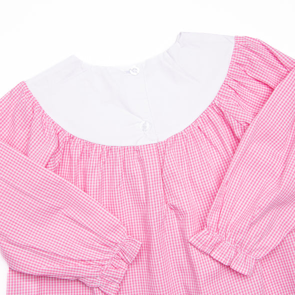 Ribbons and Curls Embroidered Legging Set, Pink Gingham