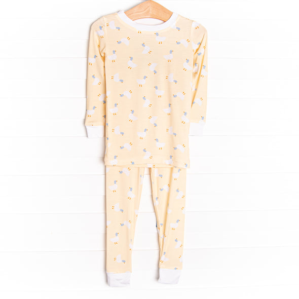 Waddle and Wake Bamboo Pajama Set, Yellow