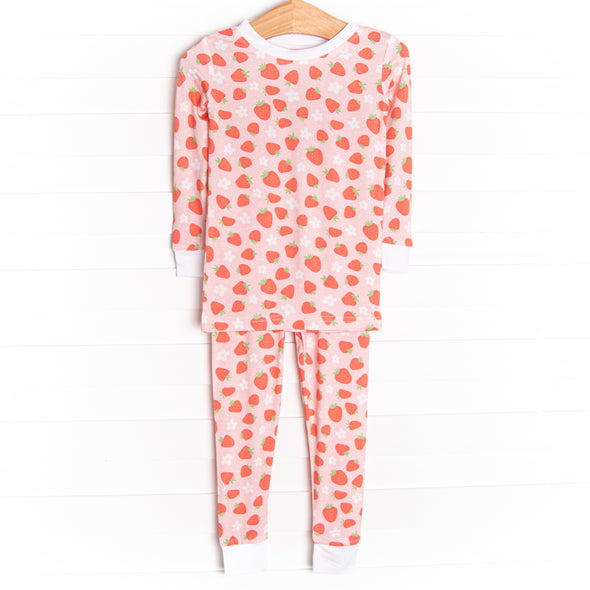 Strawberry Sweet Dreams Bamboo Pajama Set, Pink