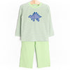 Stega-pal Applique Pant Set, Green Stripe