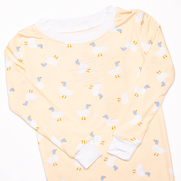 Waddle and Wake Bamboo Pajama Set, Yellow