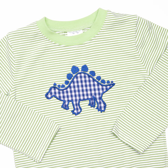 Stega-pal Applique Pant Set, Green Stripe