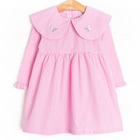 Whimsical Wings Embroidered Dress, Pink