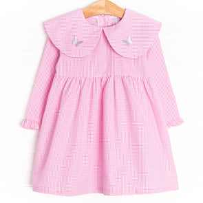 Whimsical Wings Embroidered Dress, Pink