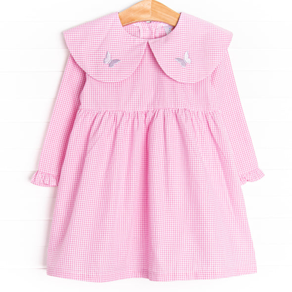 Whimsical Wings Embroidered Dress, Pink