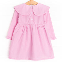 Whimsical Wings Embroidered Dress, Pink