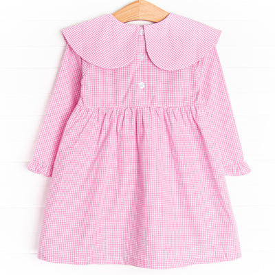 Whimsical Wings Embroidered Dress, Pink