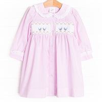 Birdie Besties Smocked Dress, Pink