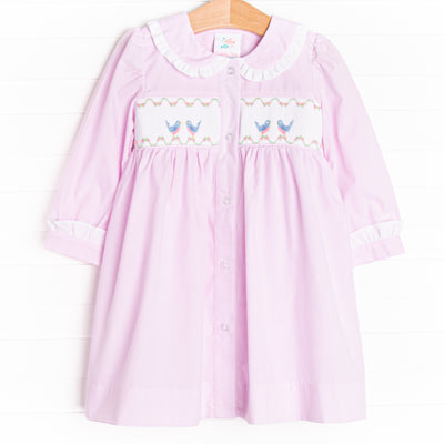 Birdie Besties Smocked Dress, Pink