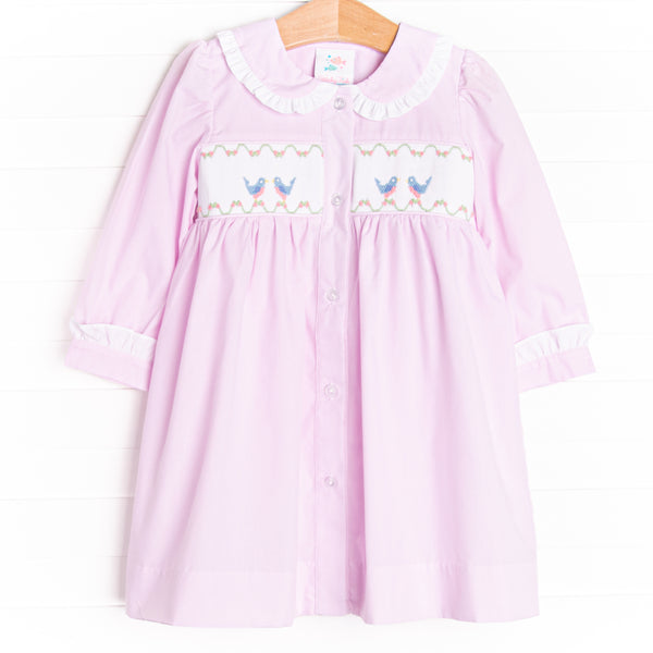 Birdie Besties Smocked Dress, Pink