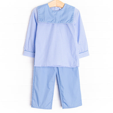 Harry Pant Set, Blue Gingham